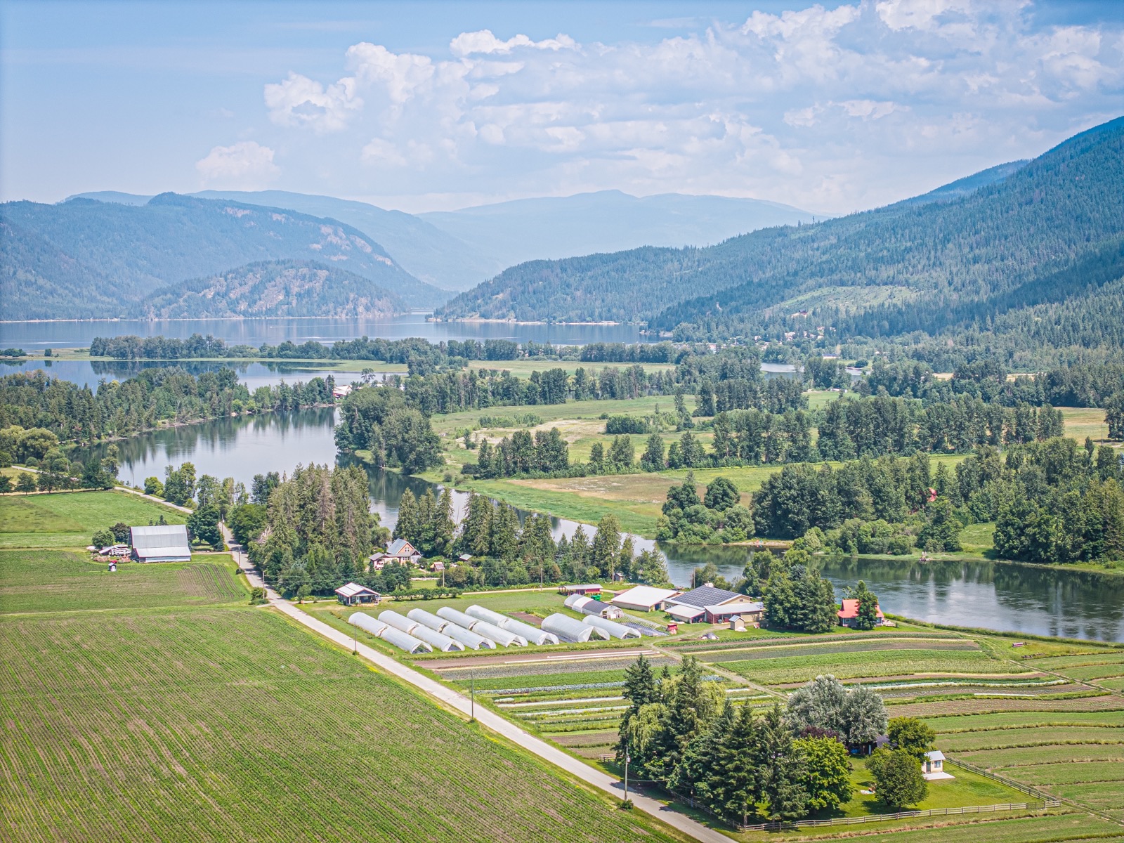 Aerial view across the valley landscape of our home operating region